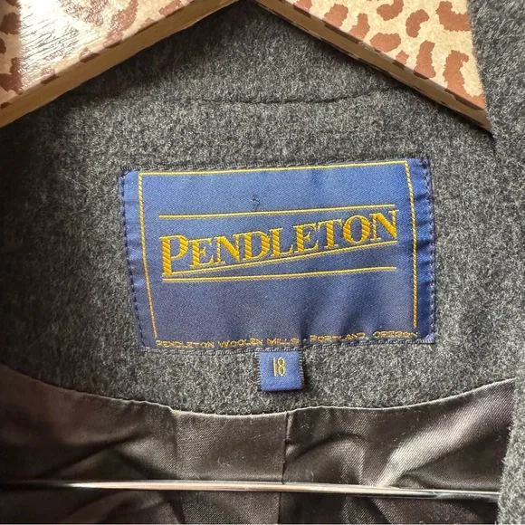 Pendleton Vtg Vintage Wool Long Coat Trench Grey Gray 18 READ - Picture 4 of 13